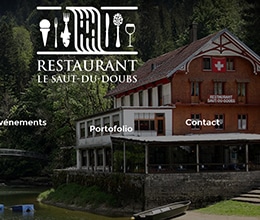 Site Restaurant du saut du doubs - site web créé par Jaune-cerise, Neuchâtel